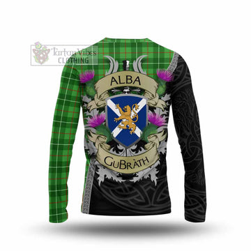 Tartan Vibes Clothing Galloway Tartan Family Crest Long Sleeve T-Shirt Lion Rampant Royal Thistle Shield Celtic Inspired