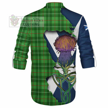 Tartan Vibes Clothing Galloway Tartan Family Crest Ghillie Kilt Shirt Scottish Thistle Celtic Inspired