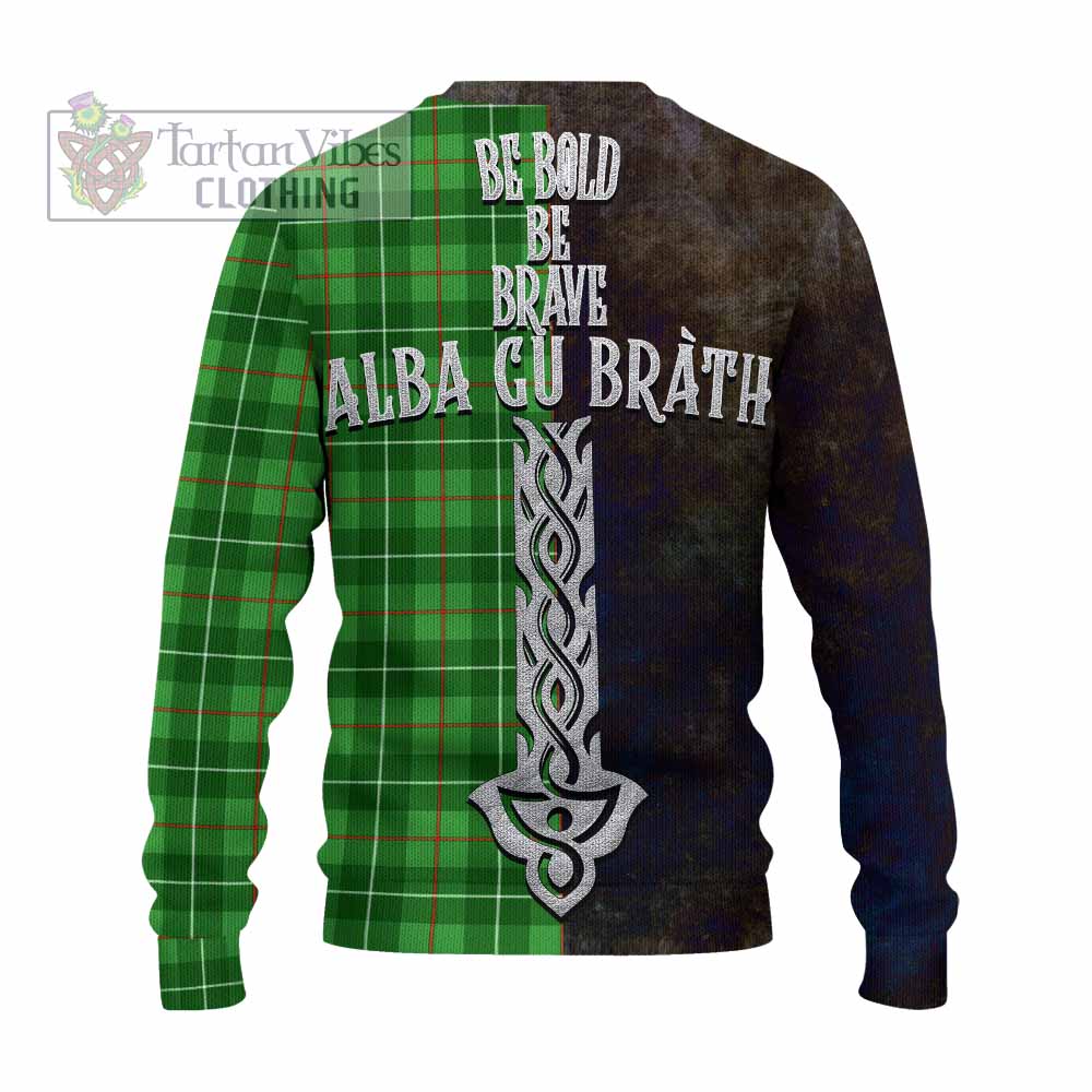 Tartan Vibes Clothing Galloway Tartan Family Crest Knitted Sweater Alba Gu Brath Be Brave Lion Ancient Style