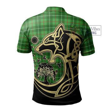 Galloway Tartan Polo Shirt with Family Crest Celtic Wolf Style