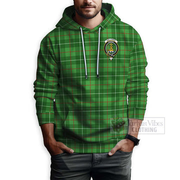 Tartan Vibes Clothing Galloway Tartan Hoodie with Family Crest Celtic Skull Style