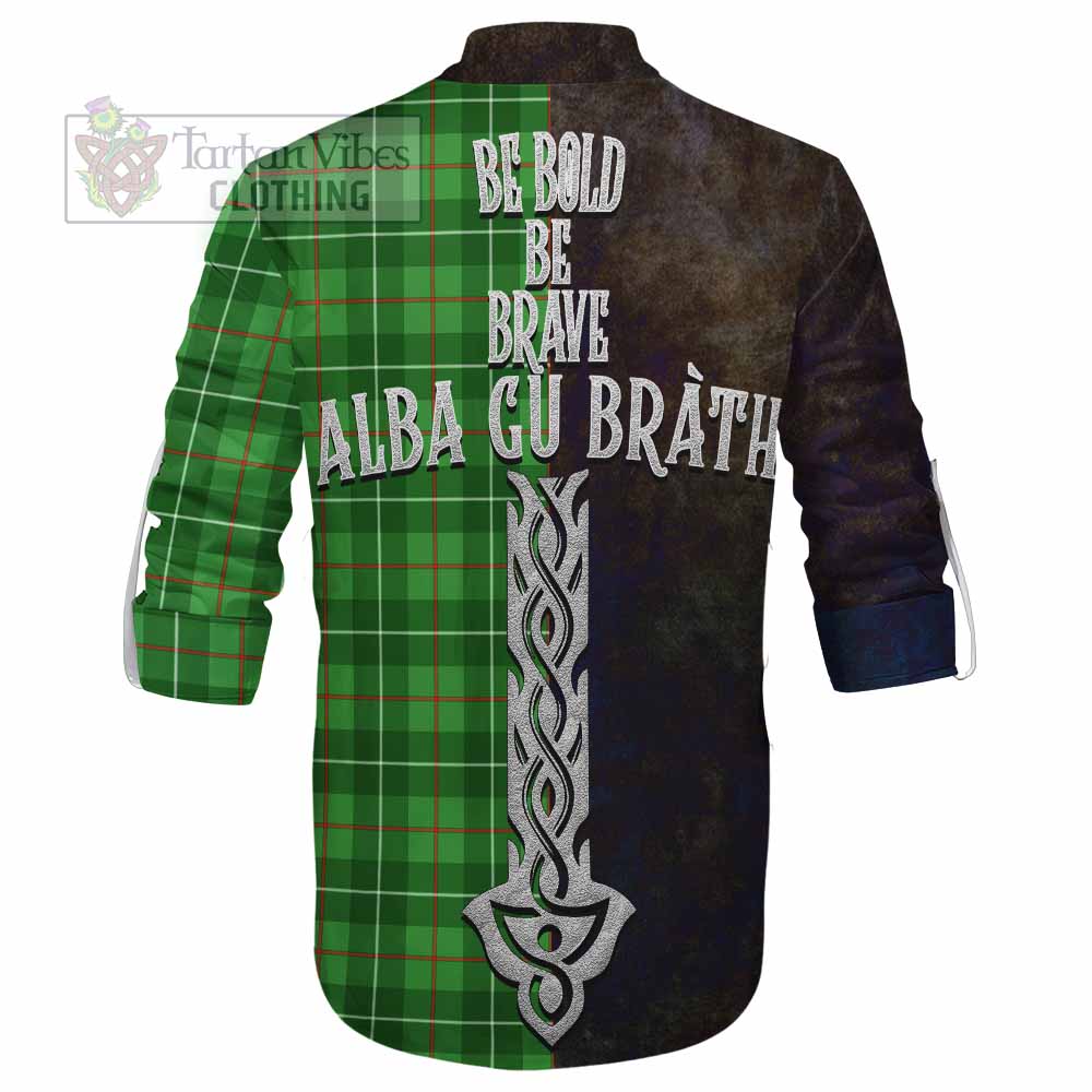 Tartan Vibes Clothing Galloway Tartan Family Crest Ghillie Kilt Shirt Alba Gu Brath Be Brave Lion Ancient Style
