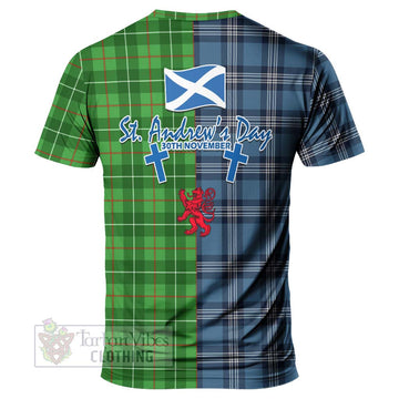 Tartan Vibes Clothing Galloway Tartan T-Shirt Happy St. Andrew's Day Half Tartan Style