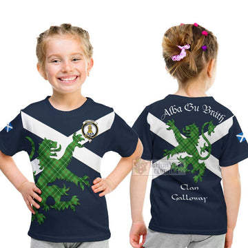 Tartan Vibes Clothing Galloway Tartan Lion Rampant Kid T-Shirt – Proudly Display Your Heritage with Alba Gu Brath and Clan Name