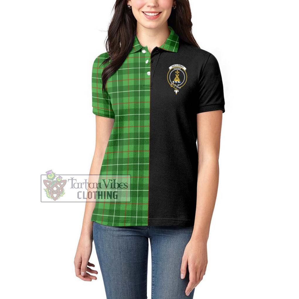 Galloway Tartan Women's Polo Shirt with Family Crest and Half Of Me Style - Tartanvibesclothing Shop