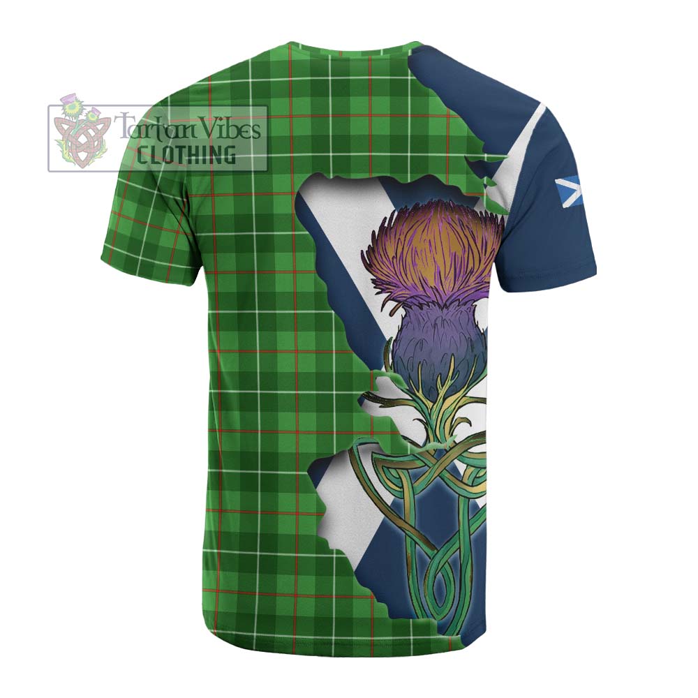 Tartan Vibes Clothing Galloway Tartan Family Crest Cotton T-shirt Scottish Thistle Celtic Inspired