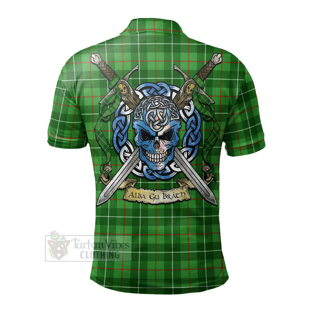 Tartan Vibes Clothing Galloway Tartan Polo Shirt with Family Crest Celtic Skull Style