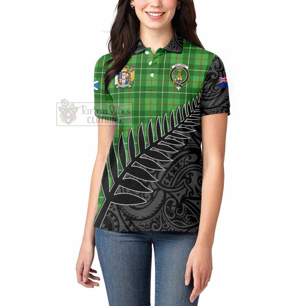 Tartan Vibes Clothing Galloway Crest Tartan Women's Polo Shirt with New Zealand Silver Fern Half Style