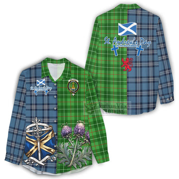 Galloway Tartan Women's Casual Shirt Happy St. Andrew's Day Half Tartan Style