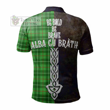 Galloway Tartan Family Crest Polo Shirt Alba Gu Brath Be Brave Lion Ancient Style