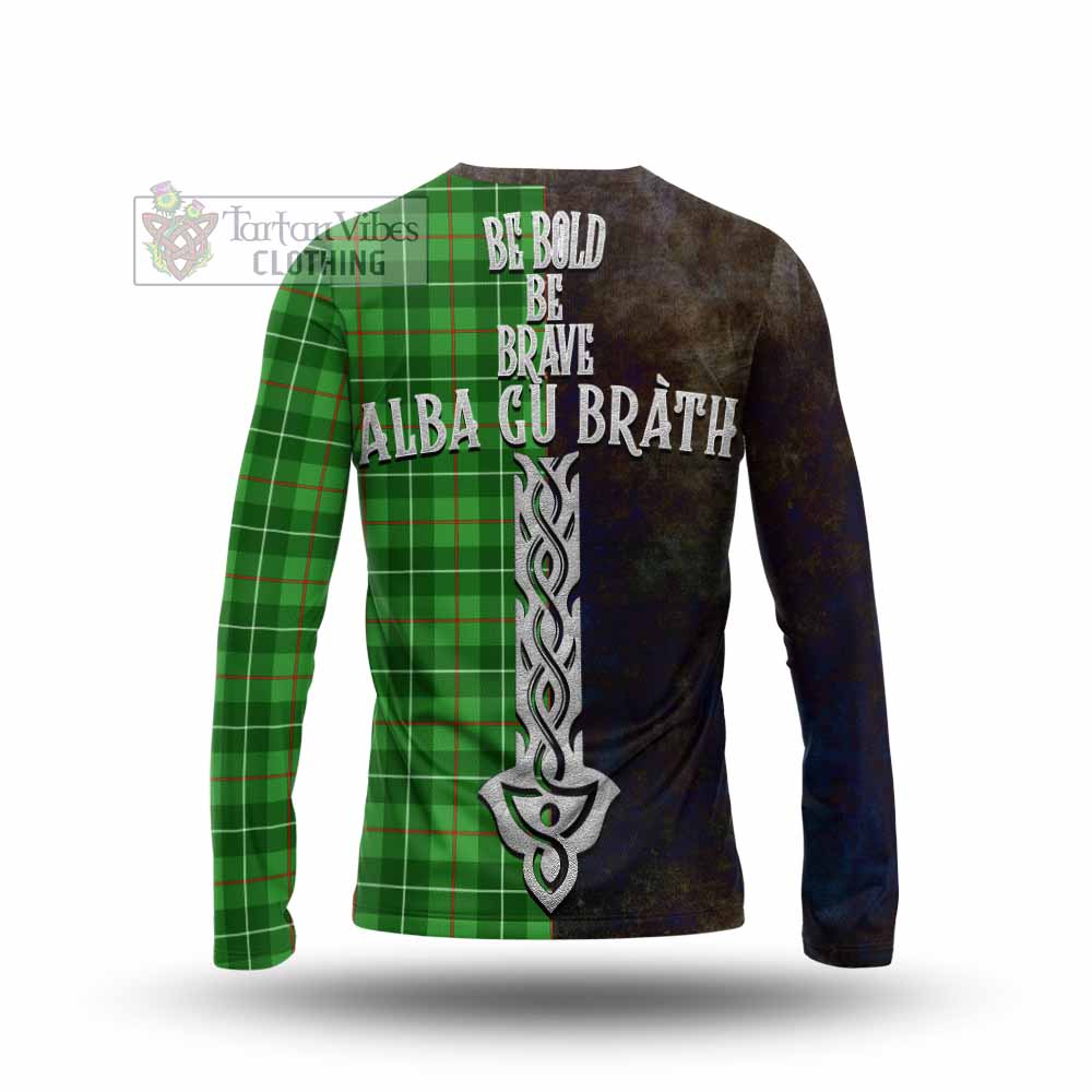 Tartan Vibes Clothing Galloway Tartan Family Crest Long Sleeve T-Shirt Alba Gu Brath Be Brave Lion Ancient Style