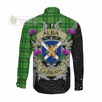 Galloway Tartan Family Crest Long Sleeve Button Shirt Lion Rampant Royal Thistle Shield Celtic Inspired