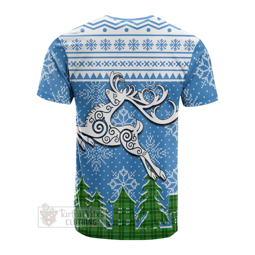 Galloway Clan Christmas Cotton T-shirt Celtic Reindeer Style - Tartan Vibes Clothing