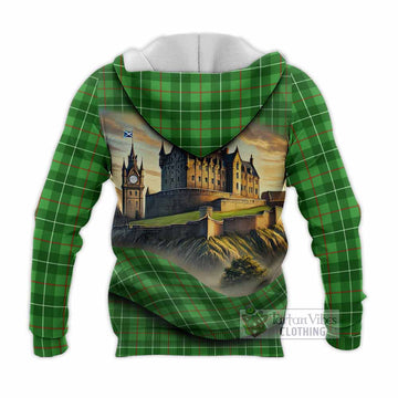 Galloway Tartan Family Crest Knitted Hoodie with Scottish Ancient Castle Style