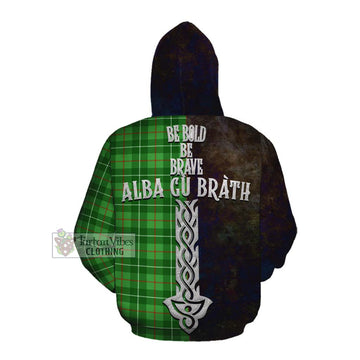 Galloway Tartan Family Crest Cotton Hoodie Alba Gu Brath Be Brave Lion Ancient Style