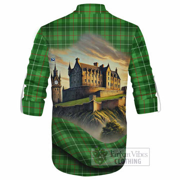 Tartan Vibes Clothing Galloway Tartan Family Crest Ghillie Kilt Shirt with Scottish Ancient Castle Style