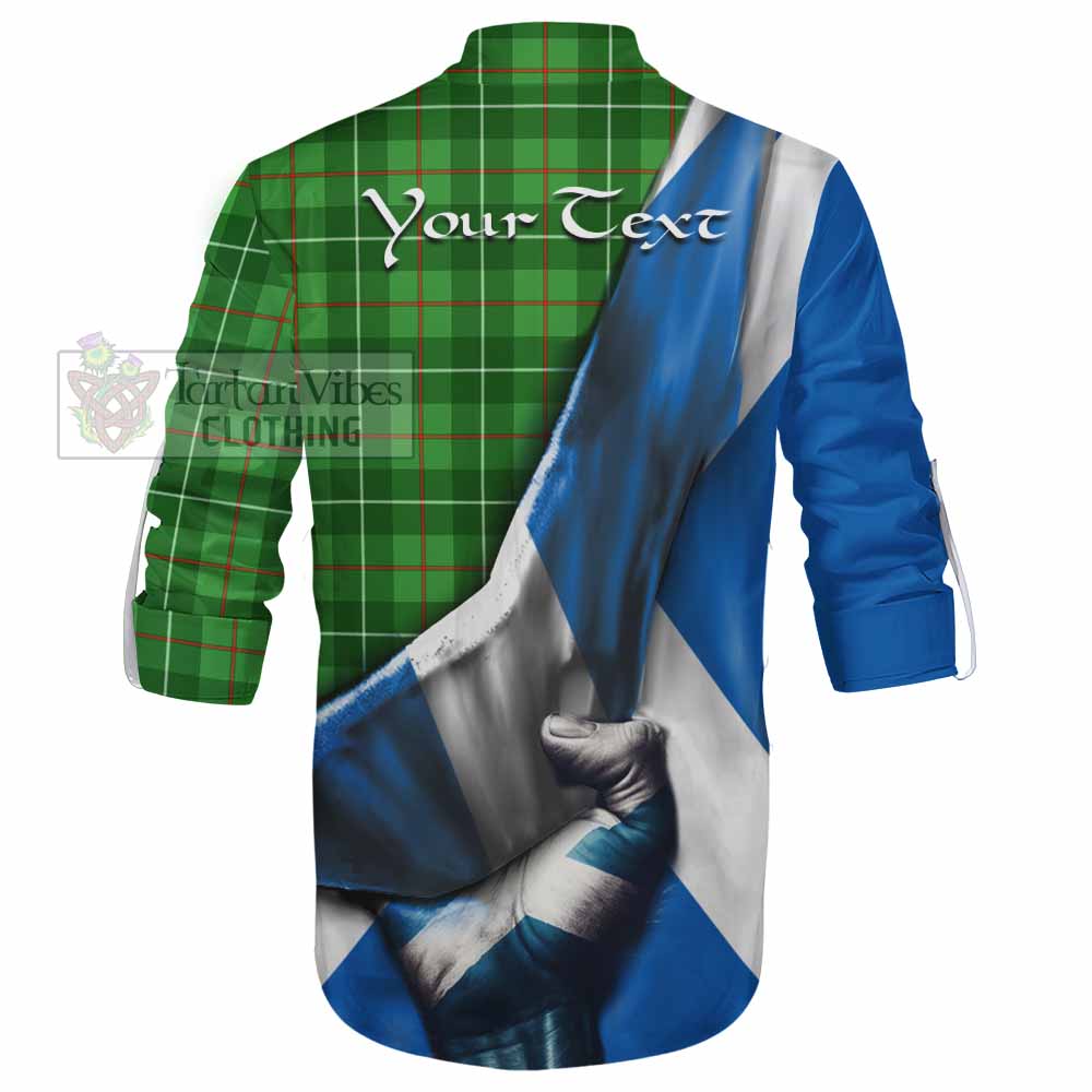 Tartan Vibes Clothing Galloway Tartan Ghillie Kilt Shirt with Family Crest Scotland Patriotic Style