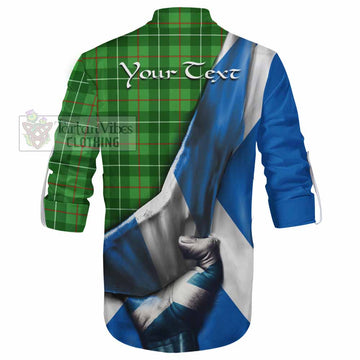 Tartan Vibes Clothing Galloway Tartan Ghillie Kilt Shirt with Family Crest Scotland Patriotic Style