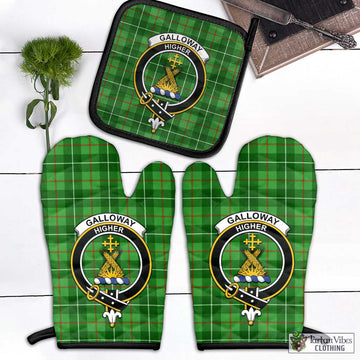 Galloway Tartan Combo Oven Mitt & Pot-Holder with Family Crest Combo 1 Oven Mitt & 1 Pot-Holder Black - Tartan Vibes Clothing