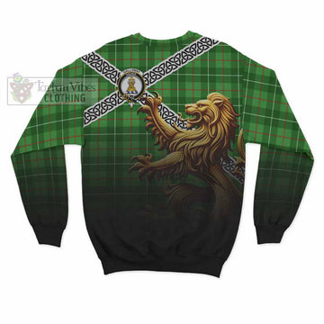 Galloway Crest Tartan Sweatshirt with Golden Lion Emblem Celtic Style