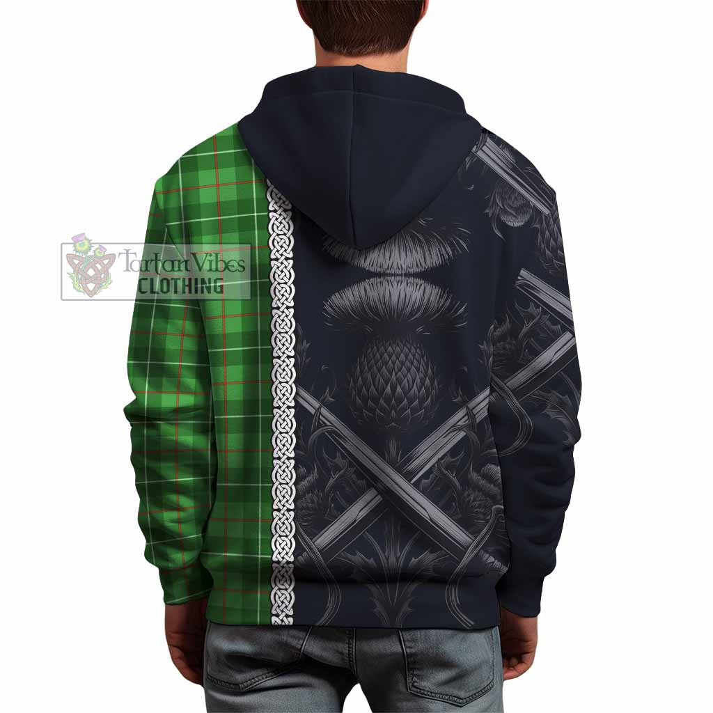 Tartan Vibes Clothing Galloway Tartan Hoodie with Family Crest Cross Sword Thistle Celtic Vibes