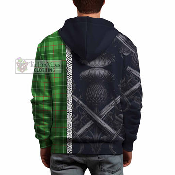 Tartan Vibes Clothing Galloway Tartan Hoodie with Family Crest Cross Sword Thistle Celtic Vibes