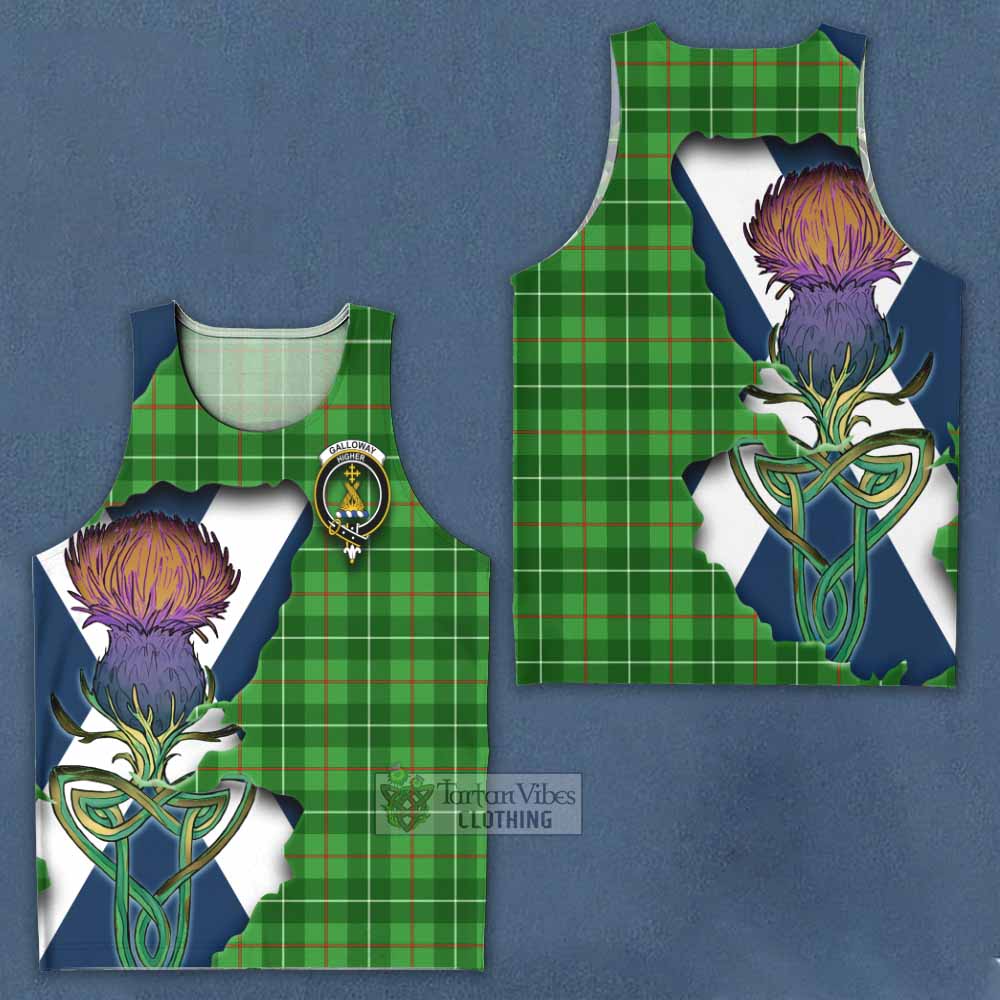 Tartan Vibes Clothing Galloway Tartan Family Crest Men's Tank Top Scottish Thistle Celtic Inspired