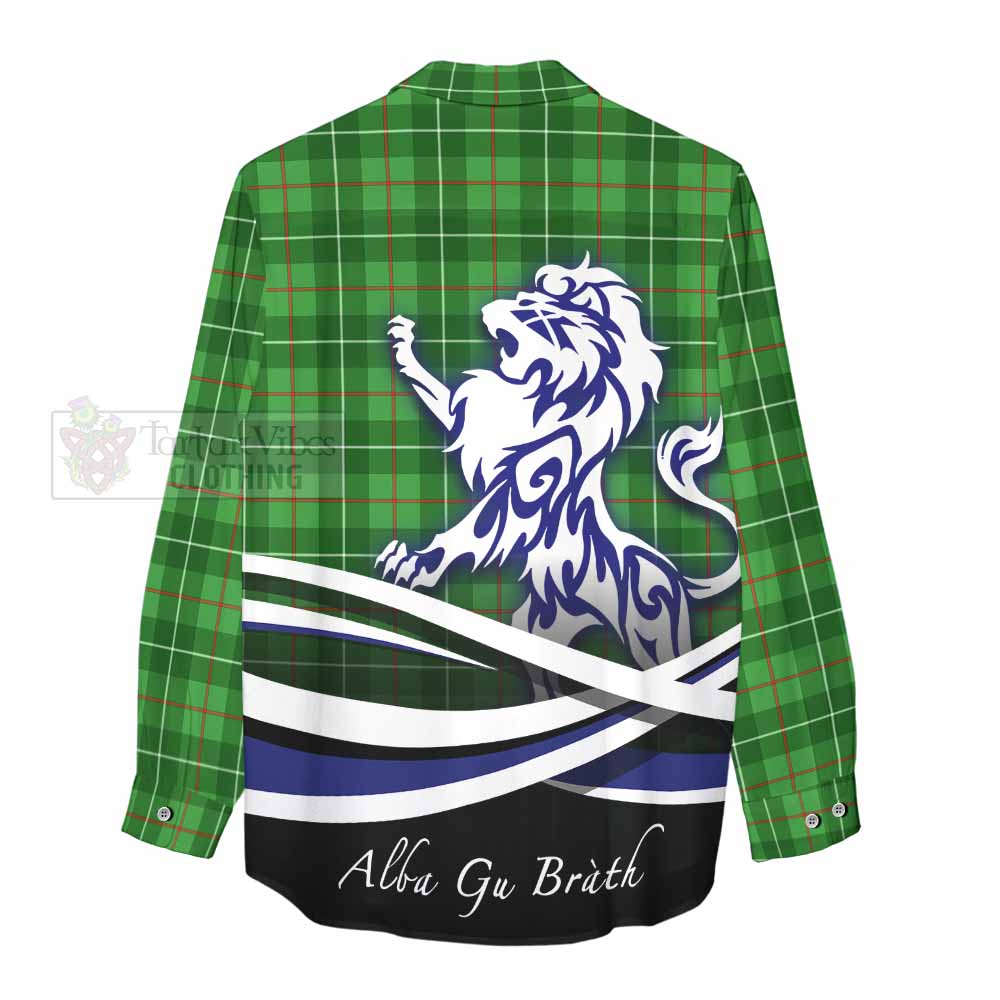Tartan Vibes Clothing Galloway Tartan Women's Casual Shirt with Alba Gu Brath Regal Lion Emblem