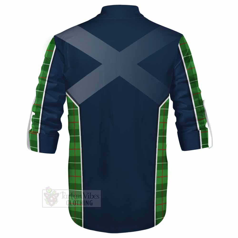 Tartan Vibes Clothing Galloway Tartan Ghillie Kilt Shirt with Family Crest and Lion Rampant Vibes Sport Style