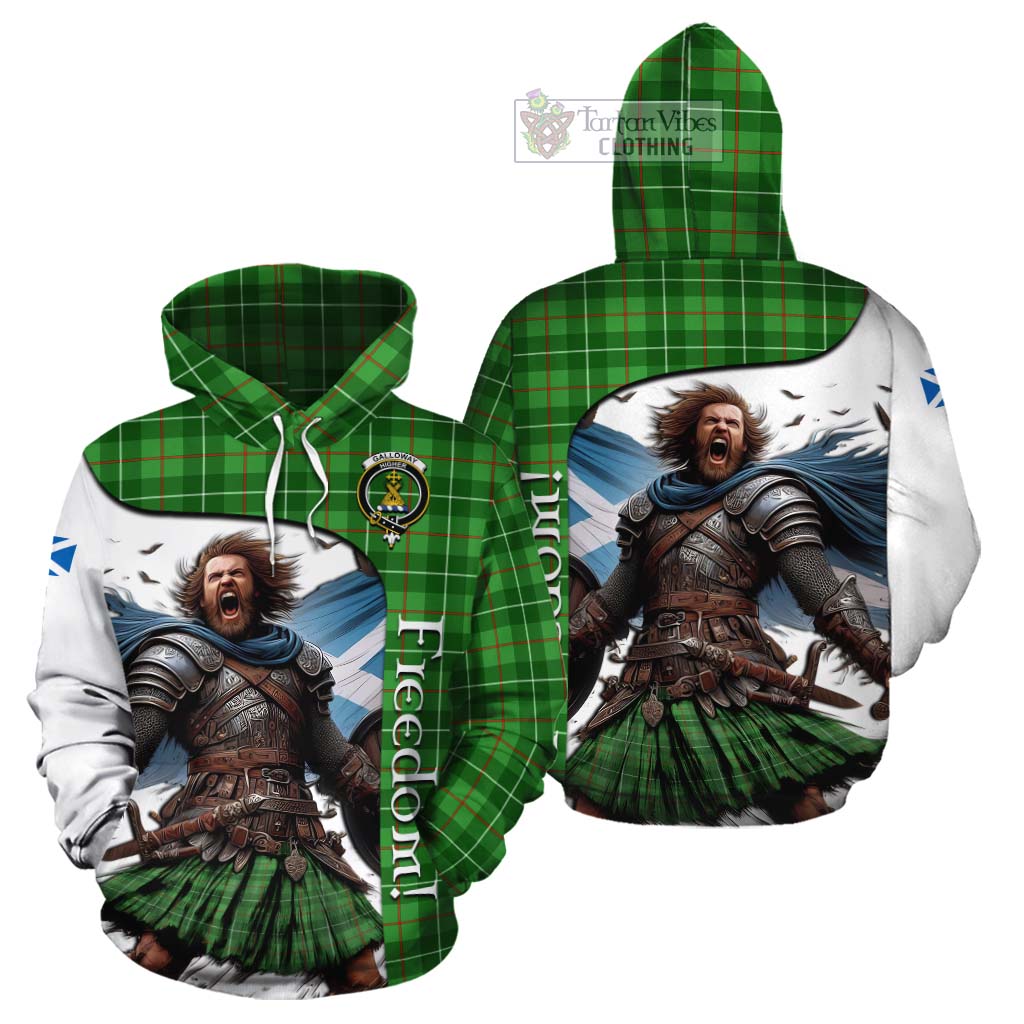 Tartan Vibes Clothing Galloway Crest Tartan Cotton Hoodie Inspired by the Freedom of Scottish Warrior