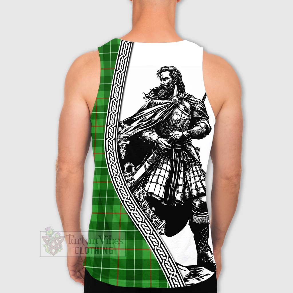Tartan Vibes Clothing Galloway Tartan Clan Crest Men's Tank Top with Highlander Warrior Celtic Style
