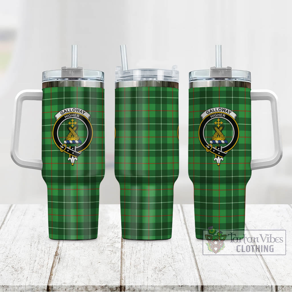Tartan Vibes Clothing Galloway Tartan and Family Crest Tumbler with Handle