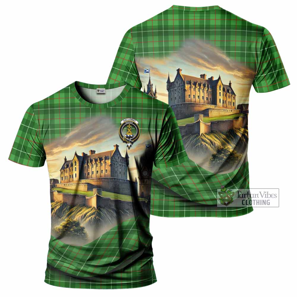 Tartan Vibes Clothing Galloway Tartan Family Crest T-Shirt with Scottish Ancient Castle Stype