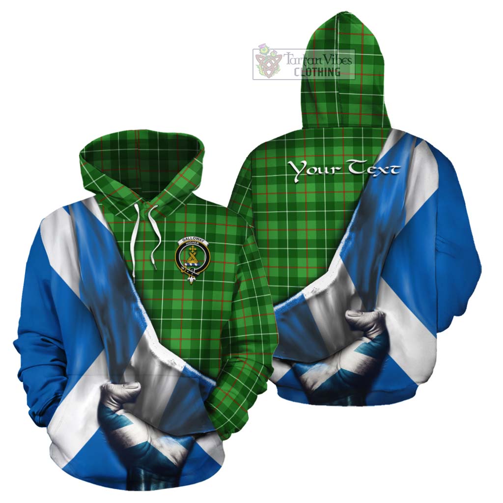 Tartan Vibes Clothing Galloway Tartan Cotton Hoodie with Family Crest Scotland Patriotic Style