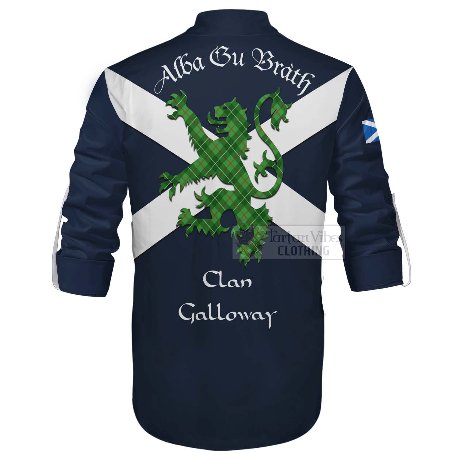 Tartan Vibes Clothing Galloway Tartan Lion Rampant Ghillie Kilt Shirt Proudly Display Your Heritage with Alba Gu Brath and Clan Name