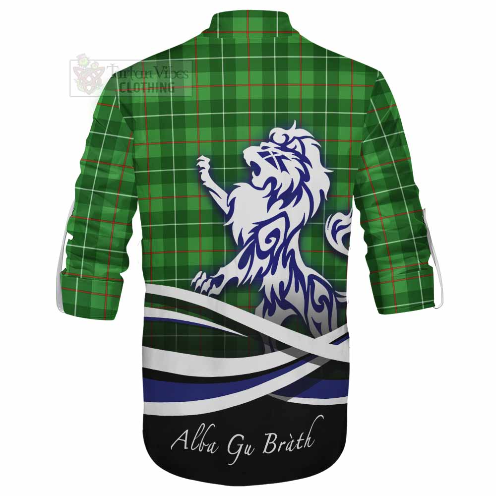 Tartan Vibes Clothing Galloway Tartan Ghillie Kilt Shirt with Alba Gu Brath Regal Lion Emblem