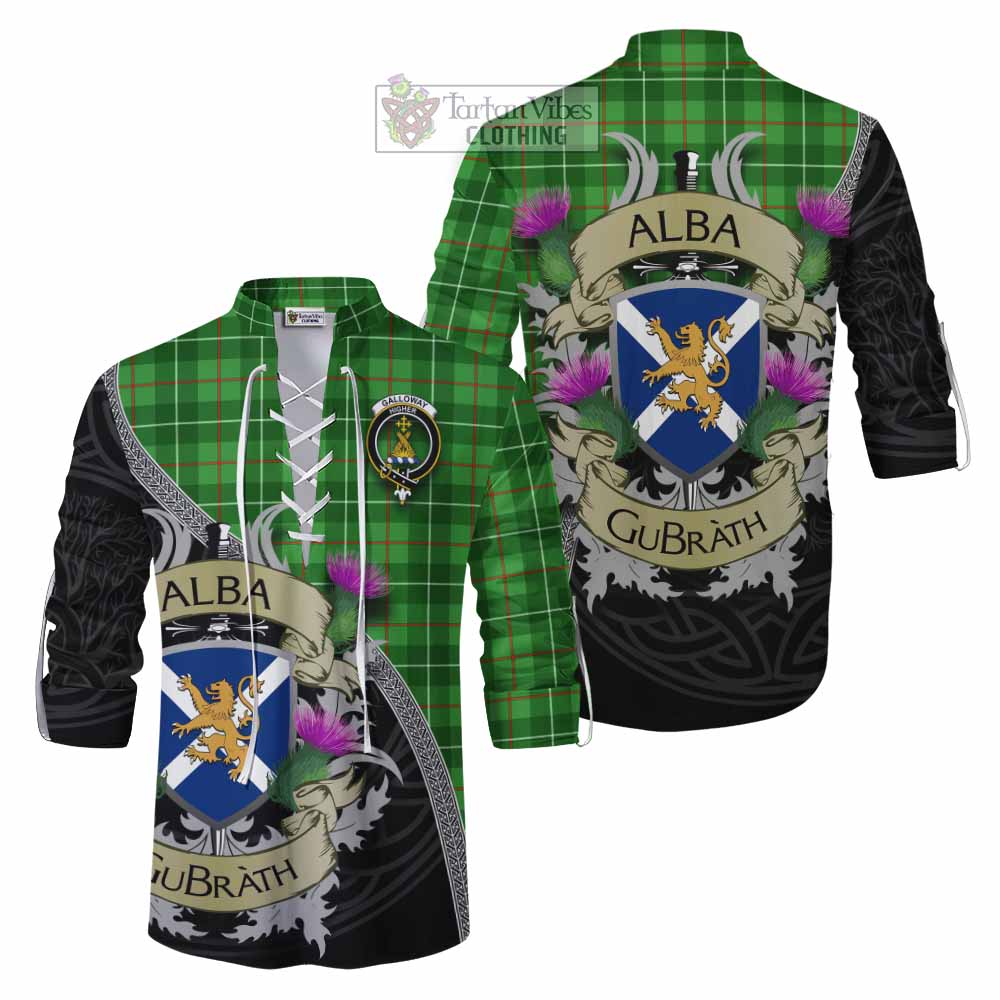 Tartan Vibes Clothing Galloway Tartan Family Crest Ghillie Kilt Shirt Lion Rampant Royal Thistle Shield Celtic Inspired