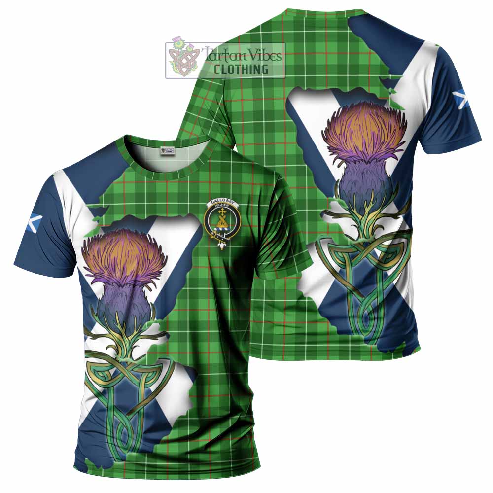 Tartan Vibes Clothing Galloway Tartan Family Crest T-Shirt Scottish Thistle Celtic Inspired