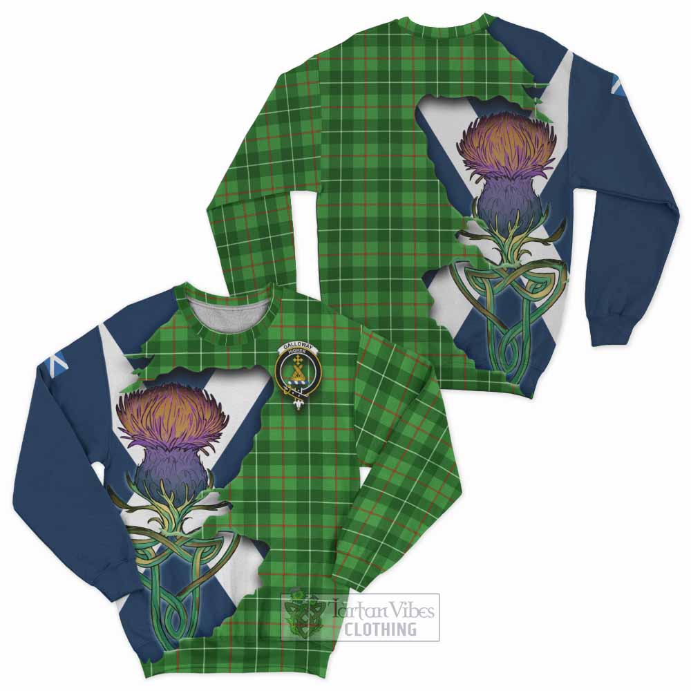 Tartan Vibes Clothing Galloway Tartan Family Crest Sweatshirt Scottish Thistle Celtic Inspired