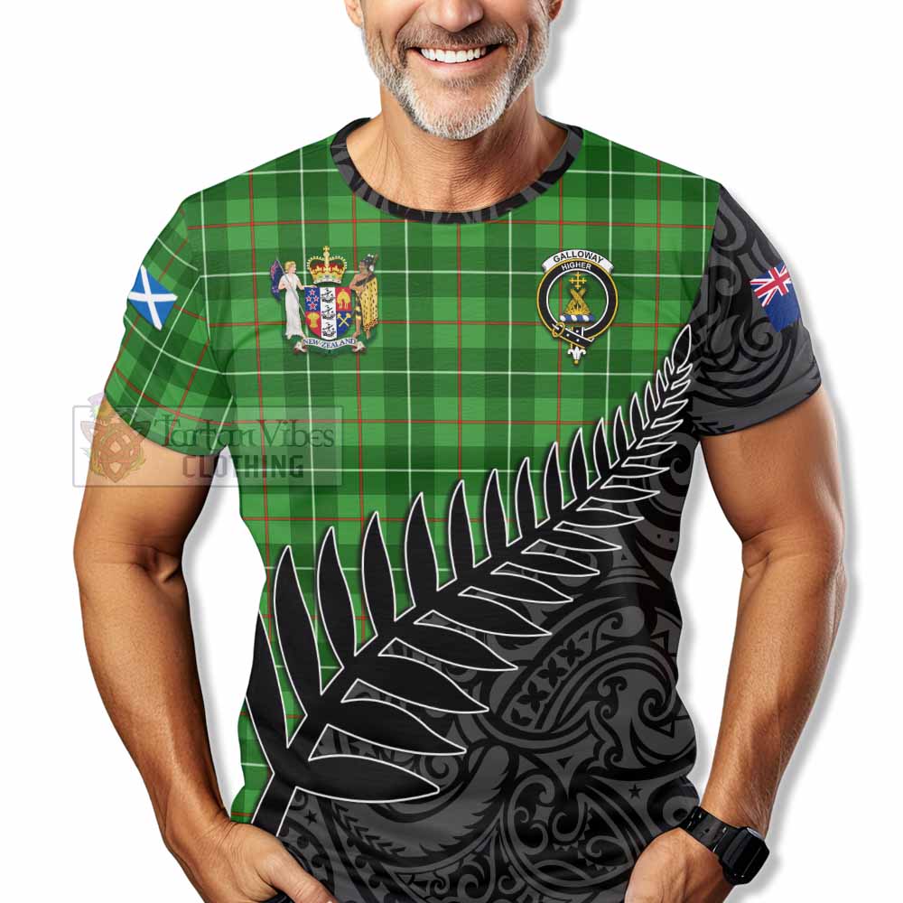 Tartan Vibes Clothing Galloway Crest Tartan T-Shirt with New Zealand Silver Fern Half Style