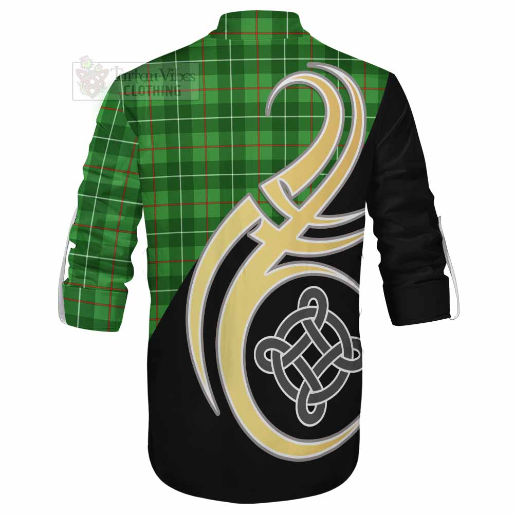 Tartan Vibes Clothing Galloway Tartan Ghillie Kilt Shirt with Family Crest and Celtic Symbol Style