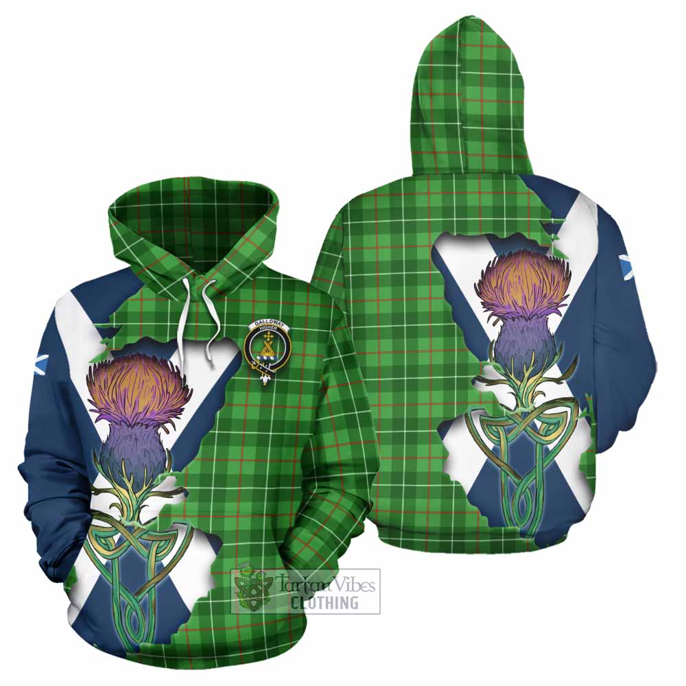 Tartan Vibes Clothing Galloway Tartan Family Crest Hoodie Scottish Thistle Celtic Inspired