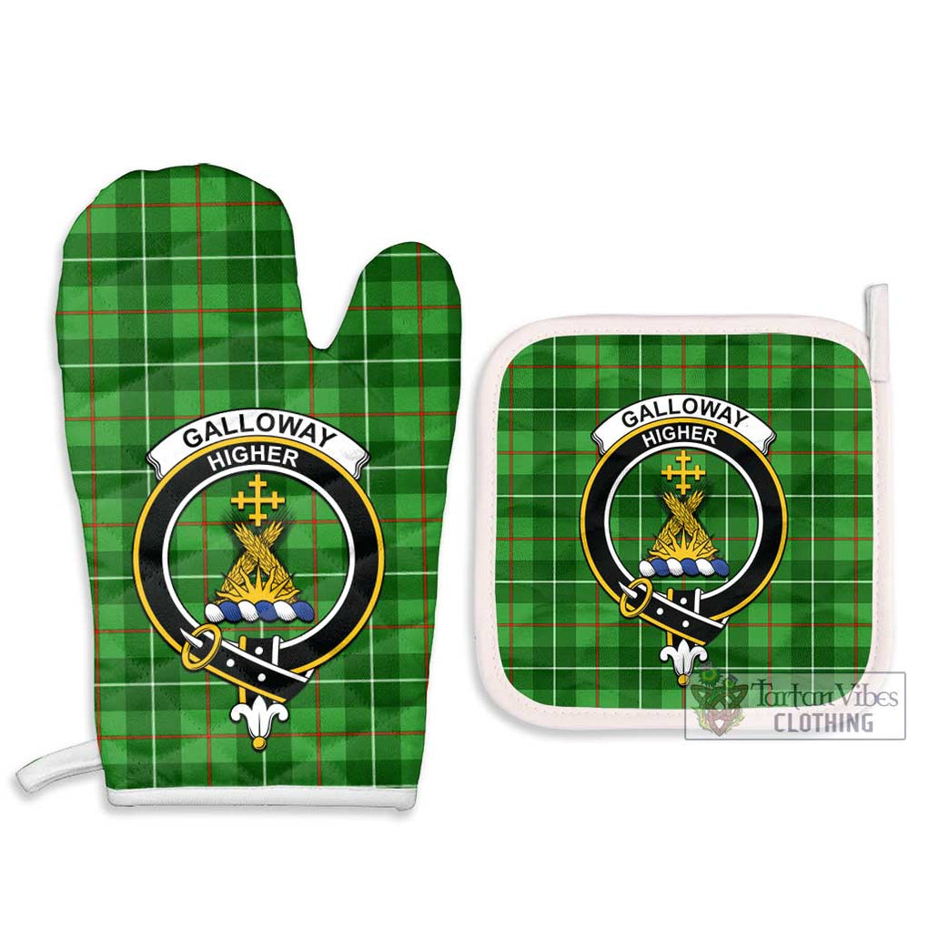 Galloway Tartan Combo Oven Mitt & Pot-Holder with Family Crest Combo 1 Oven Mitt & 2 Pot-Holder White - Tartan Vibes Clothing