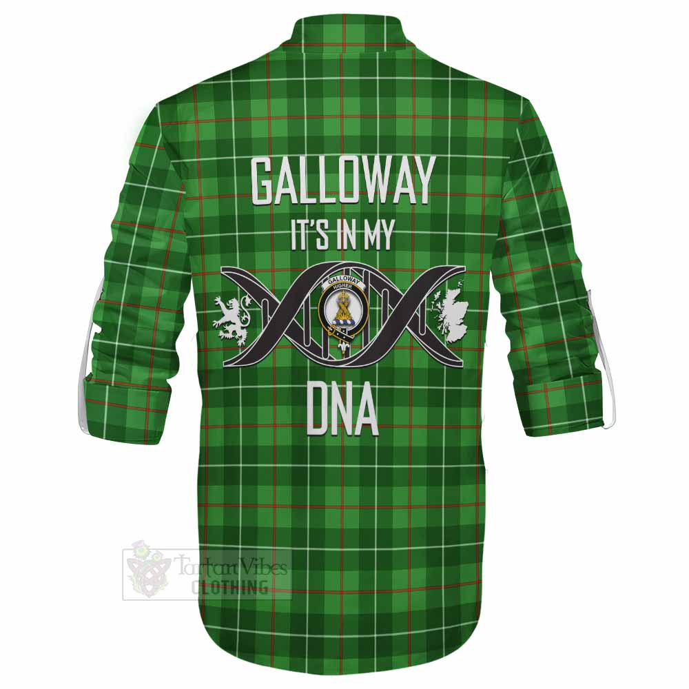 Tartan Vibes Clothing Galloway Tartan Ghillie Kilt Shirt with Family Crest DNA In Me Style
