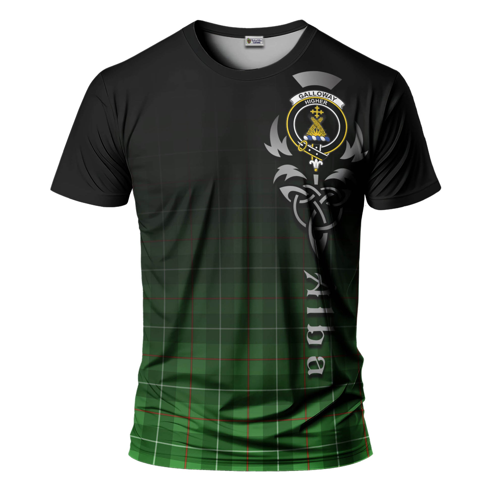 Tartan Vibes Clothing Galloway Tartan T-Shirt Featuring Alba Gu Brath Family Crest Celtic Inspired