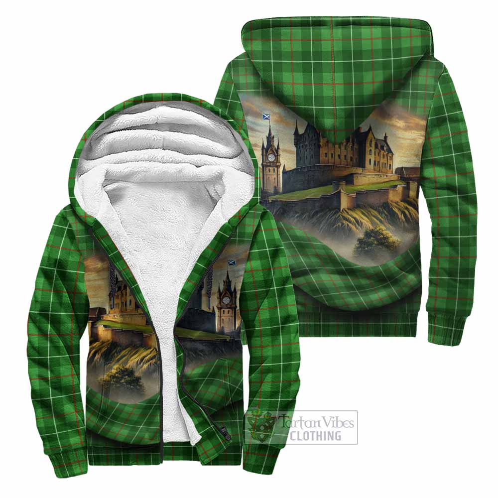 Tartan Vibes Clothing Galloway Tartan Family Crest Sherpa Hoodie with Scottish Ancient Castle Style