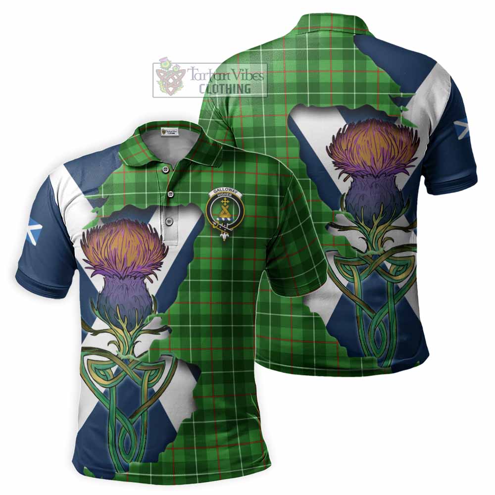 Tartan Vibes Clothing Galloway Tartan Family Crest Polo Shirt Scottish Thistle Celtic Inspired
