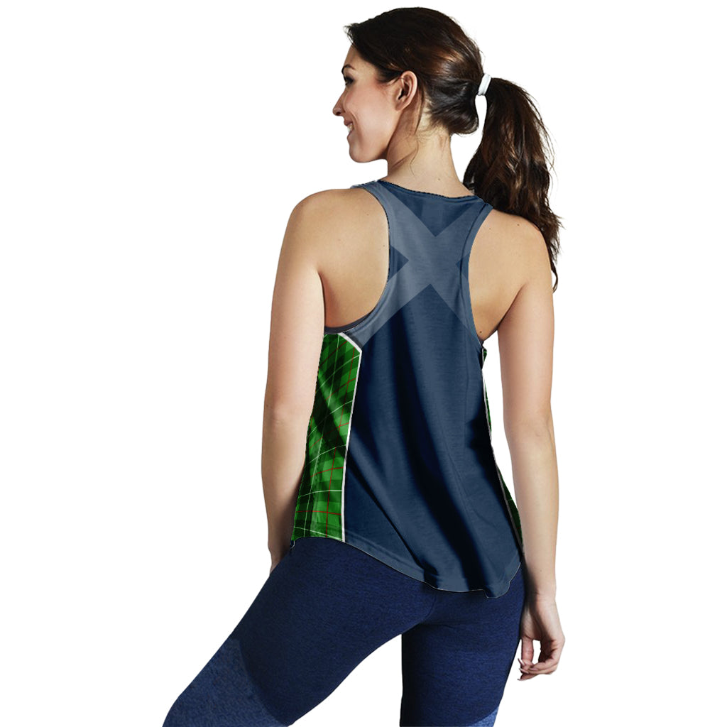 Tartan Vibes Clothing Galloway Tartan Women's Racerback Tanks with Family Crest and Scottish Thistle Vibes Sport Style