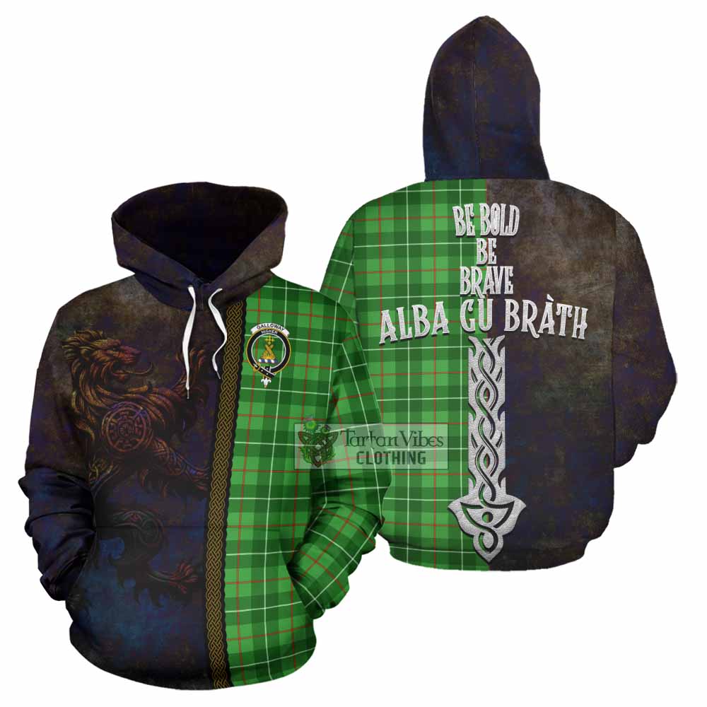 Tartan Vibes Clothing Galloway Tartan Family Crest Hoodie Alba Gu Brath Be Brave Lion Ancient Style