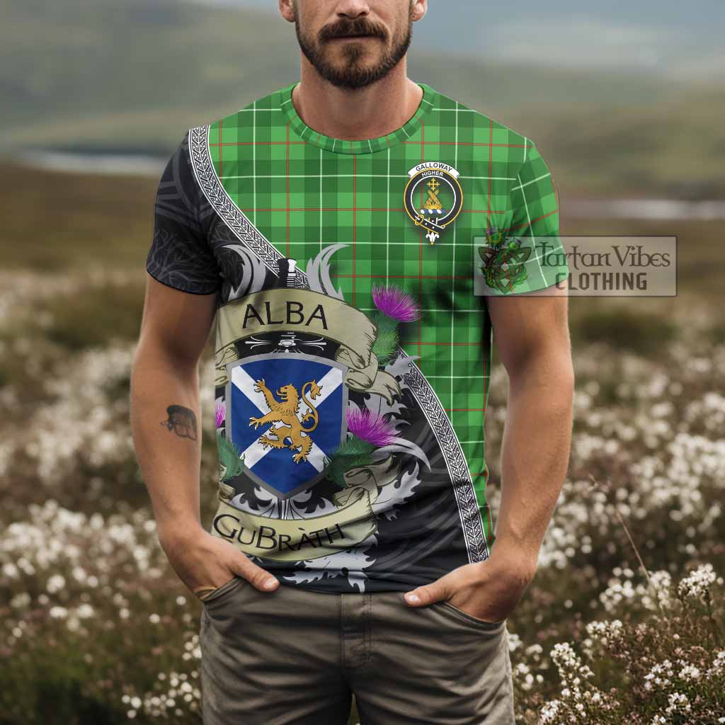 Tartan Vibes Clothing Galloway Tartan Family Crest T-Shirt Lion Rampant Royal Thistle Shield Celtic Inspired
